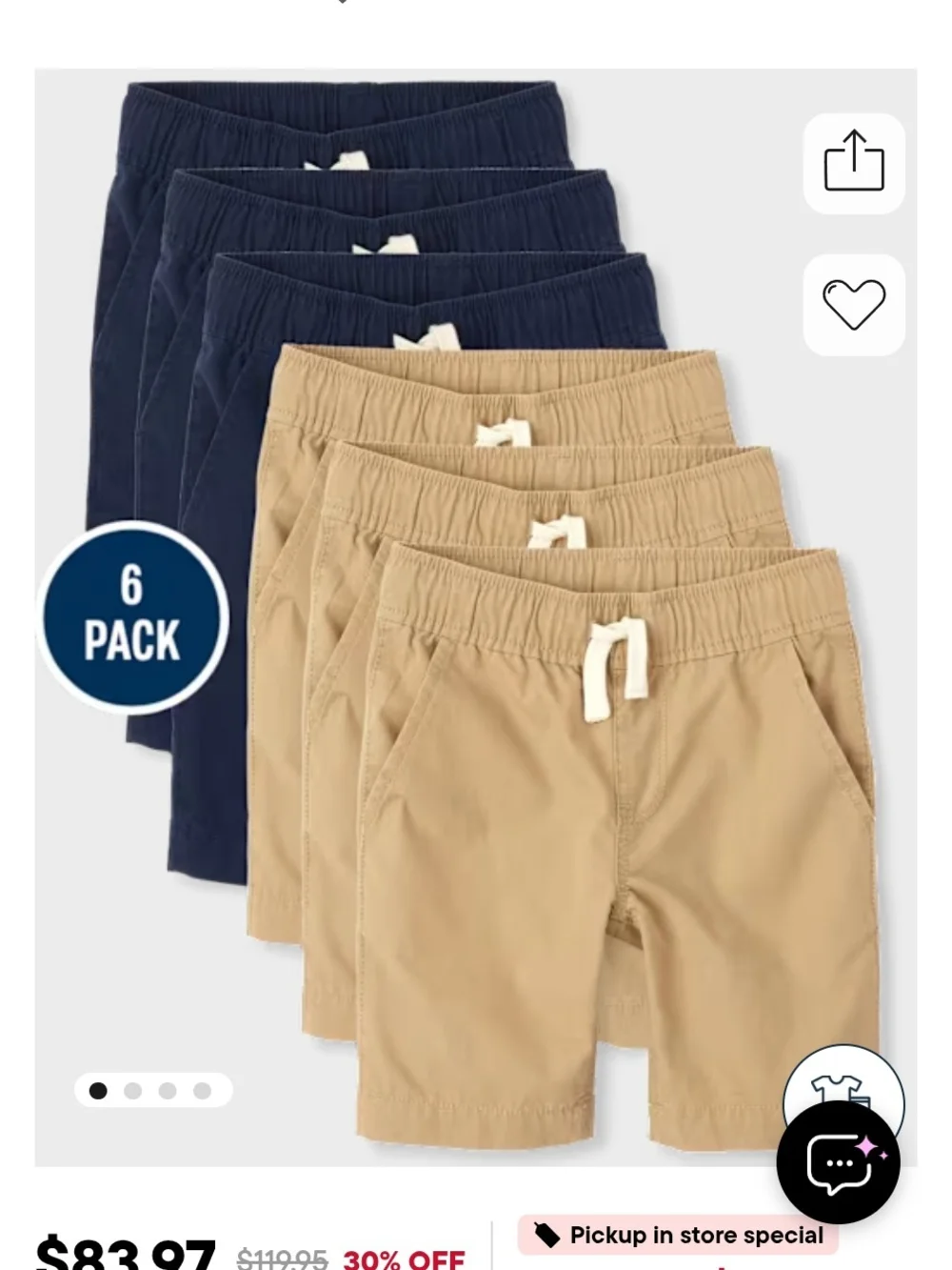 The Children's Place Navy and Khaki Drawstring Shorts Set ,(uniform)